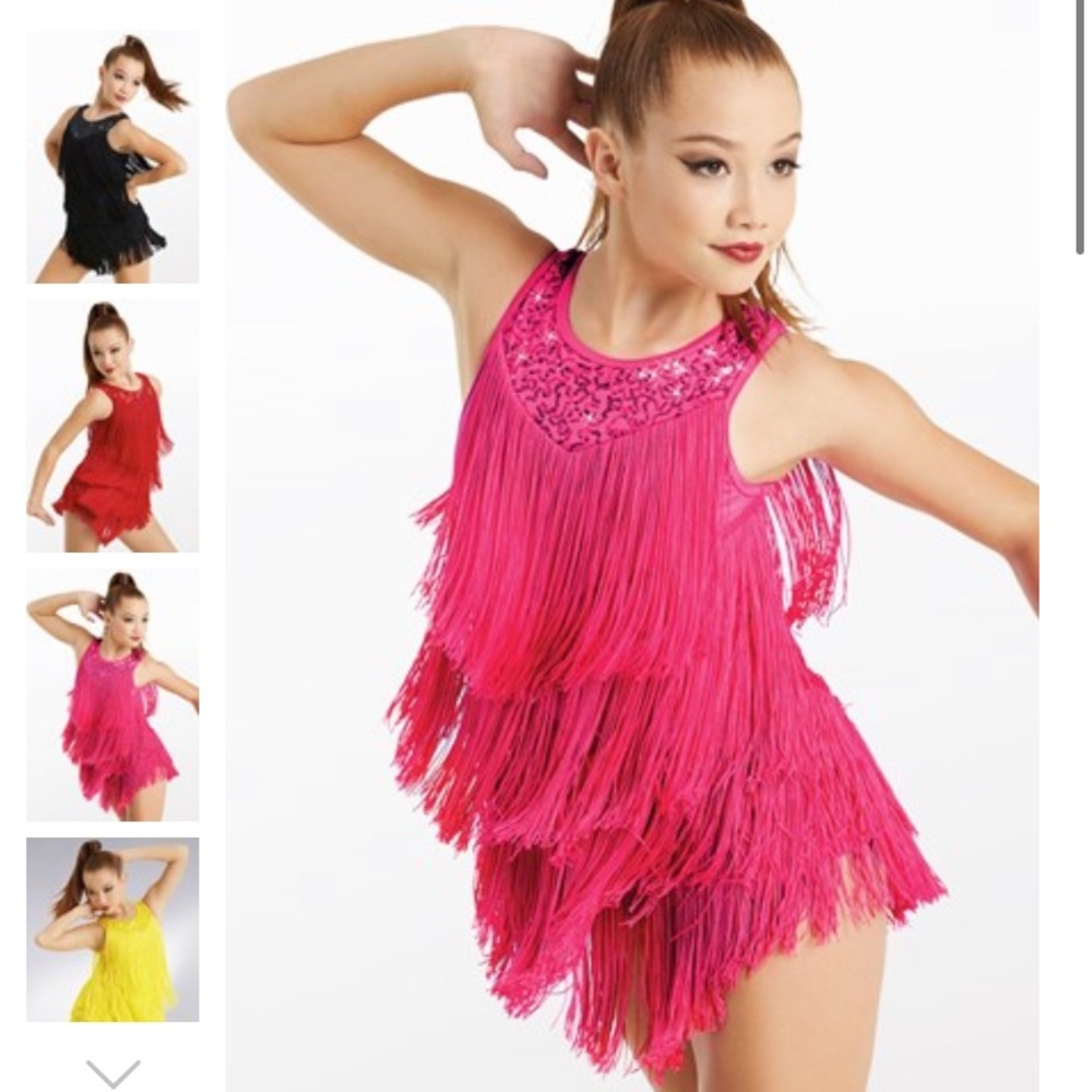 COPY - Weissman Fringe and Sequin Dress Jazz Tap Dance Costume hot pink